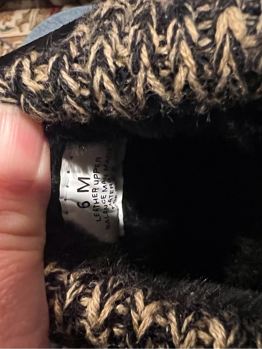 Clarks Black Slip-On  indoor/ outdoor Leather Slippers Marled Knit Cuff - Picture 7 of 7